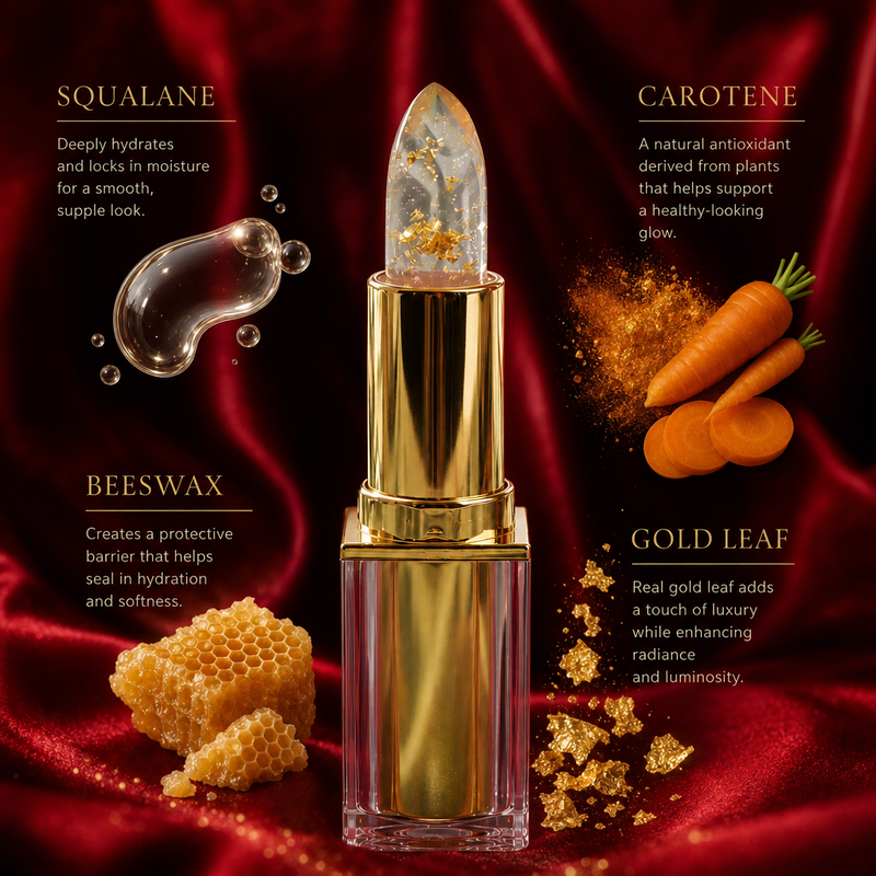 Squalane, carotene, beeswax, gold leaf
